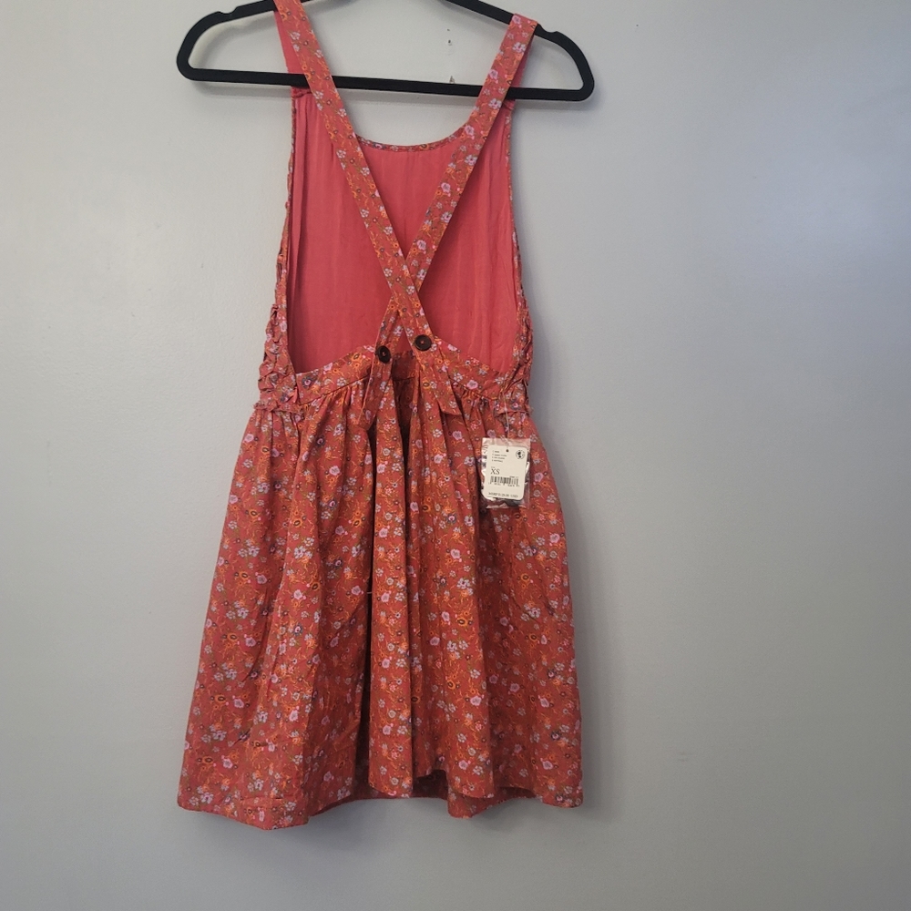 Free People Floral Print Petunia Poppy Combo Texture Piecing Front Scoop Crissc - Picture 6 of 16